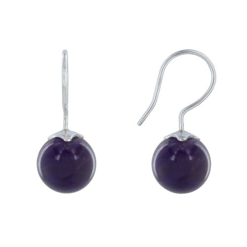 Les Poulettes Bijoux - Boucles D'oreilles Argent Billes D'améthyste