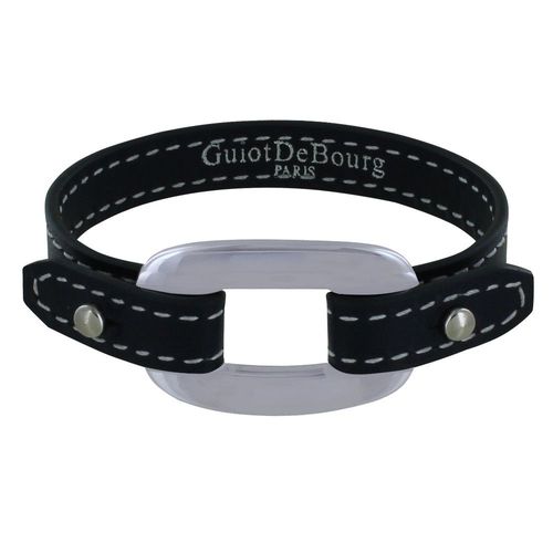 Les Poulettes Bijoux - Bracelet Cuir Et Maille Rectangle Plate Argent 925