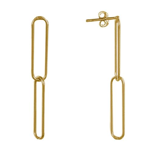 Les Poulettes Bijoux - Boucles D'oreilles Plaqué Or Deux Mailles Cheval