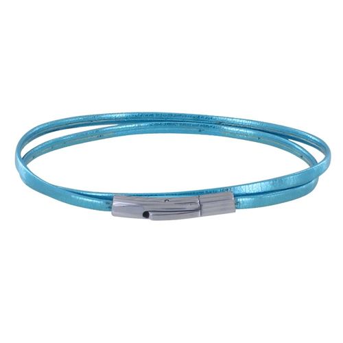 Les Poulettes Bijoux - Bracelet Femme Double Tour Cuir Plat Brillant Pour Poignet De 18cm