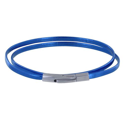 Les Poulettes Bijoux - Bracelet Femme Double Tour Cuir Plat Brillant Pour Poignet De 18cm
