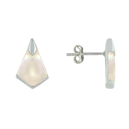 Les Poulettes Bijoux - Boucles D'oreilles Clous Argent Triangle De Nacre