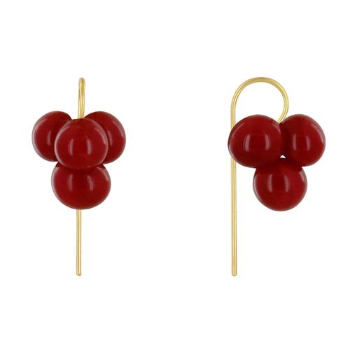 Les Poulettes Bijoux - Boucles D'oreilles Crochet Laiton Et Bouquet De Perles De Verre