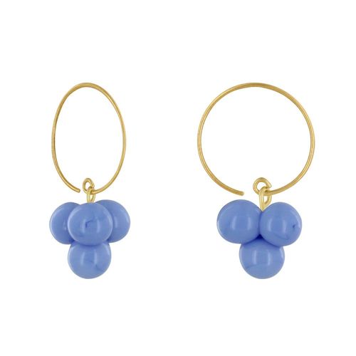 Les Poulettes Bijoux - Boucles D'oreilles Créoles Laiton Et Bouquet De Perles De Verre