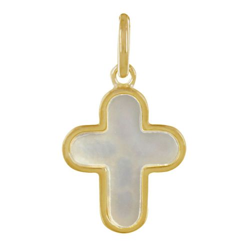 Les Poulettes Bijoux - Pendentif Plaqué Or Croix De Nacre - Petit Modèle