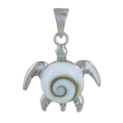 Les Poulettes Bijoux - Pendentif Argent Tortue Et Oeil De Sainte Lucie Rond