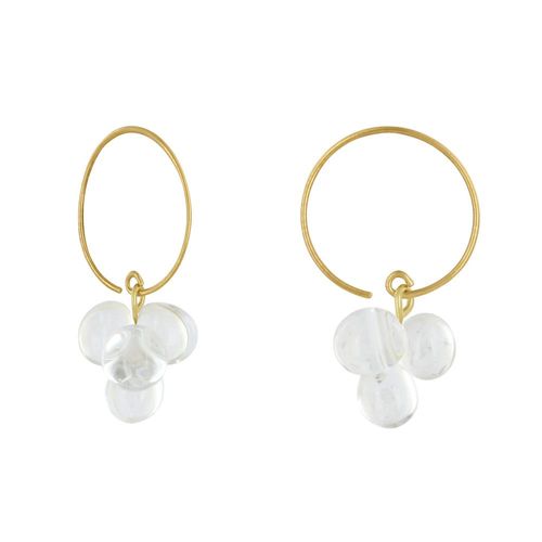 Les Poulettes Bijoux - Boucles D'oreilles Créoles Laiton Et Bouquet De Perles De Verre