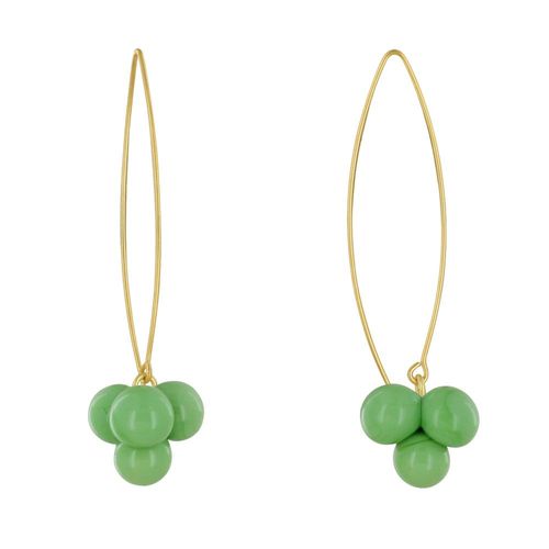 Les Poulettes Bijoux - Boucles D'oreilles Grand Crochet Laiton Et Bouquet De Perles De Verre