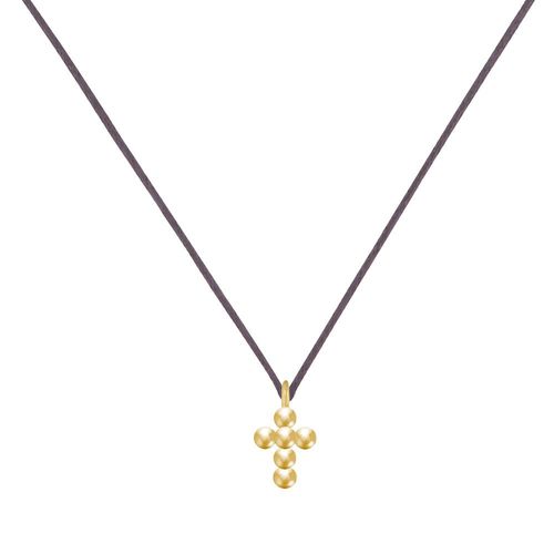 Les Poulettes Bijoux - Collier Lien Plaqué Or Petite Croix De Billes