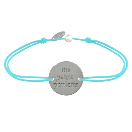 Les Poulettes Bijoux - Bracelet Lien Médaille Plaqué Argent Ronde "Ma Petite Poulette"