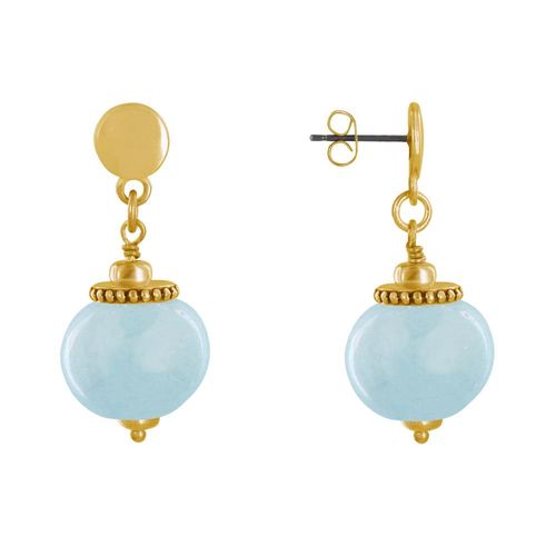 Les Poulettes Bijoux - Boucles D'oreilles Clous Métal Doré Et Grosses Perles En Céramique