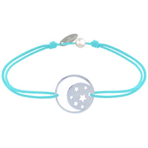Les Poulettes Bijoux - Bracelet Lien Médaille Argent Lune Et Etoiles