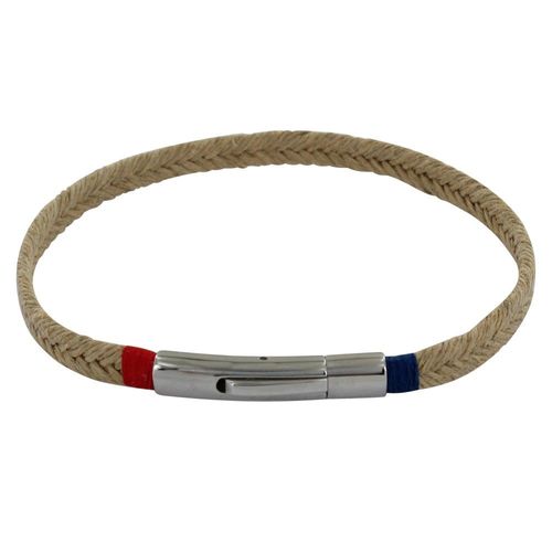Les Poulettes Bijoux - Bracelet Homme Tresse En Jute Fil Bleu Et Rouge