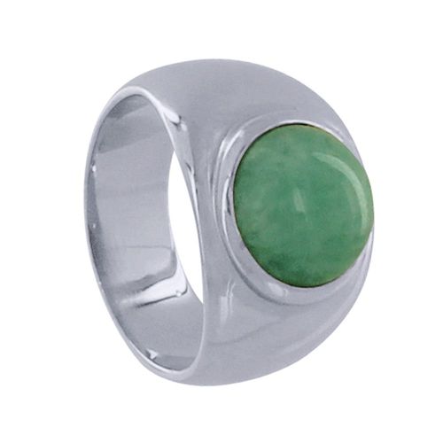 Les Poulettes Bijoux - Bague Argent Rhodié Large Demi Perle D'amazonite