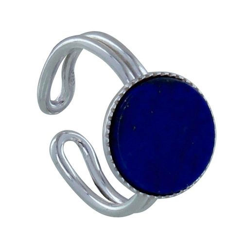 Les Poulettes Bijoux - Bague Argent Rond Dentelé De Lapis Lazuli