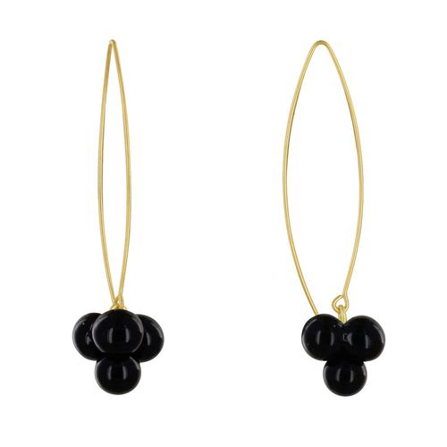 Les Poulettes Bijoux - Boucles D'oreilles Grand Crochet Laiton Et Bouquet De Perles De Verre
