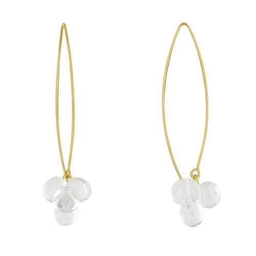 Les Poulettes Bijoux - Boucles D'oreilles Grand Crochet Laiton Et Bouquet De Perles De Verre