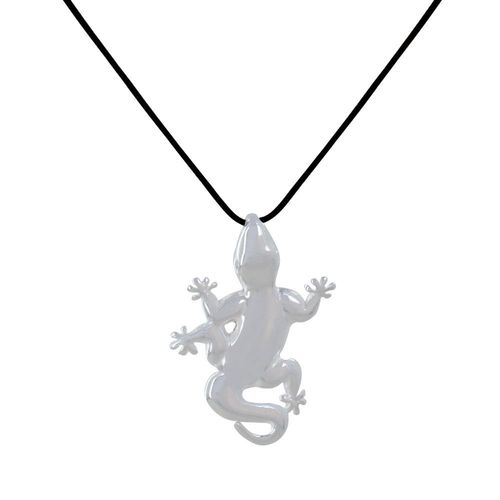Les Poulettes Bijoux - Collier Argent Salamandre Lien Noir