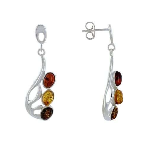 Les Poulettes Bijoux - Boucles D'oreilles Argent Ailes De Papillon Et Ovale D'ambre 3 Couleurs
