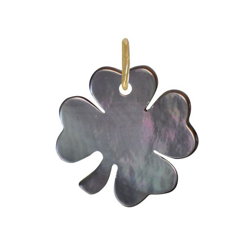 Les Poulettes Bijoux - Pendentif Trèfle De Nacre Grise