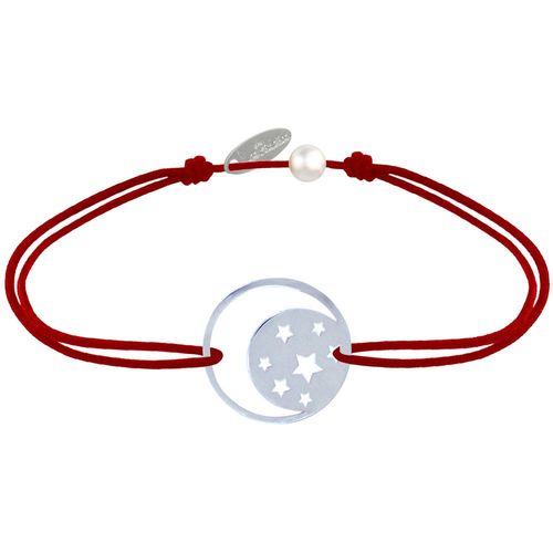 Les Poulettes Bijoux - Bracelet Lien Médaille Argent Lune Et Etoiles