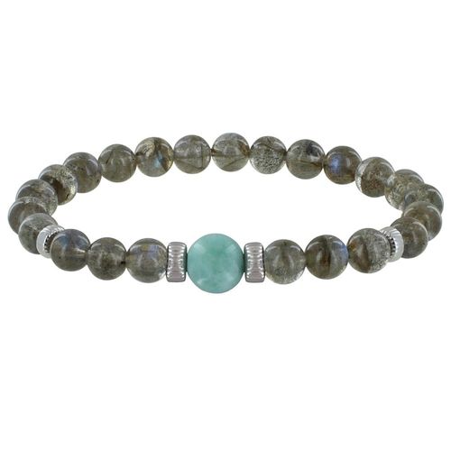 Les Poulettes Bijoux - Bracelet Homme Perles Labradorite Et Perle De Larimar