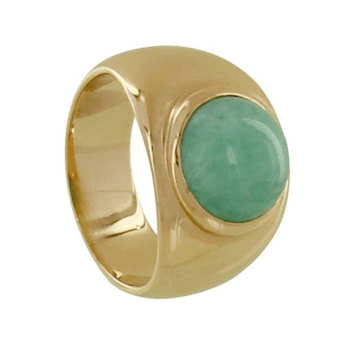 Les Poulettes Bijoux - Bague Plaqué Or Large Demi Perle D'amazonite
