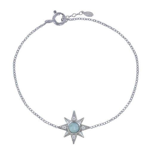 Les Poulettes Bijoux - Bracelet Argent Etoile Polaire Et Demi Perle De Larimar