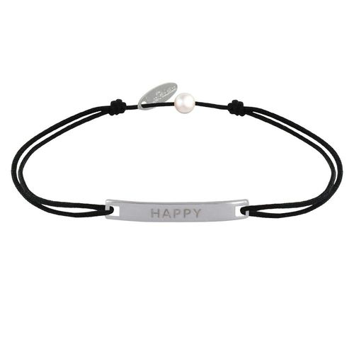 Les Poulettes Bijoux - Bracelet Lien Plaque Incurvé En Argent Gravé Happy