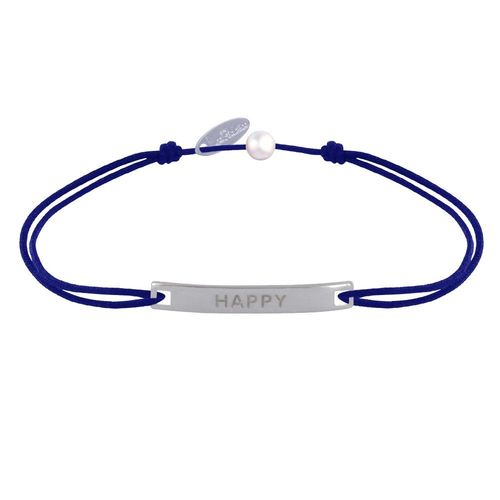 Les Poulettes Bijoux - Bracelet Lien Plaque Incurvé En Argent Gravé Happy