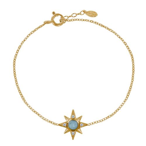 Les Poulettes Bijoux - Bracelet Plaqué Or Etoile Polaire Et Demi Perle De Larimar