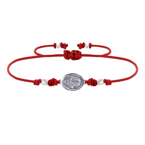 Les Poulettes Bijoux - Bracelet Lien Médaille Argent Ovale Vierge Miraculeuse