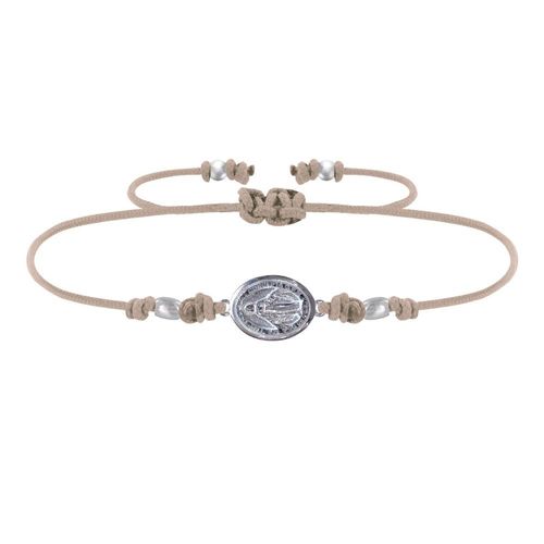 Les Poulettes Bijoux - Bracelet Lien Médaille Argent Ovale Vierge Miraculeuse