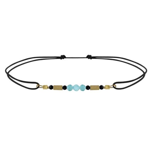 Les Poulettes Bijoux - Bracelet Lien 3 Perles Facettées De Larimar Tubes Hématites Et Spinelle