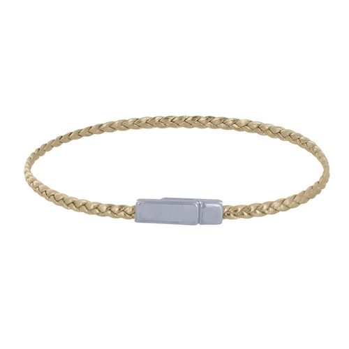 Les Poulettes Bijoux - Bracelet Femme Tresse Plate En Cuir Brillant Femoir Aimanté Métal Argenté