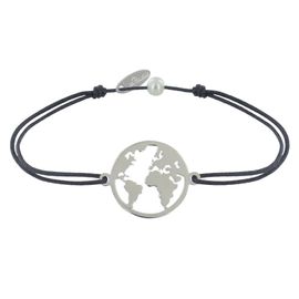 Les Poulettes Bijoux - Bracelet Lien Médaille Argent Ronde Mappemonde