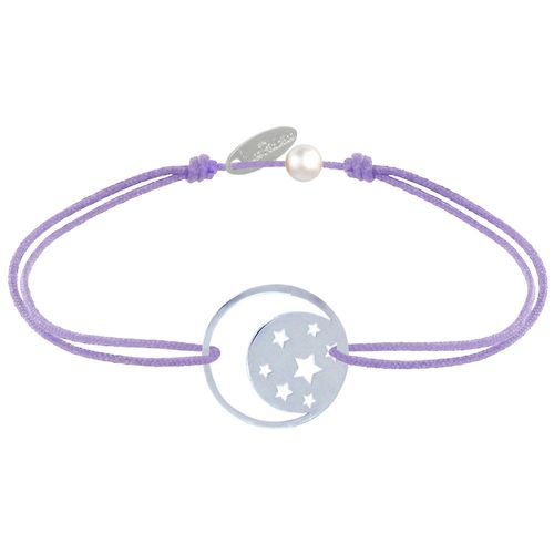 Les Poulettes Bijoux - Bracelet Lien Médaille Argent Lune Et Etoiles