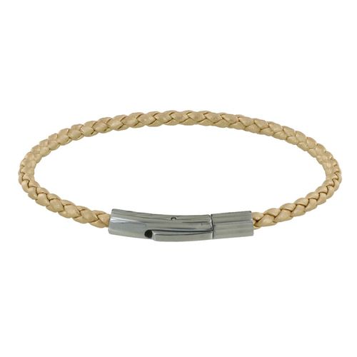Les Poulettes Bijoux - Bracelet Femme Cuir Tréssé Rond 18cm