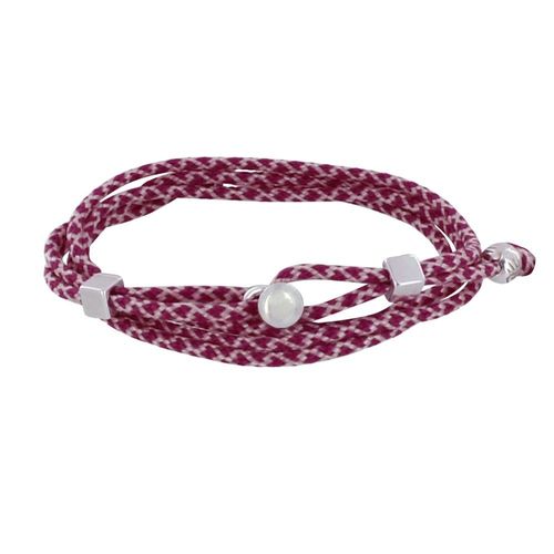 Les Poulettes Bijoux - Bracelet Homme Métal Argenté Cubes Fermoir Bouton Et Lien En Paracorde