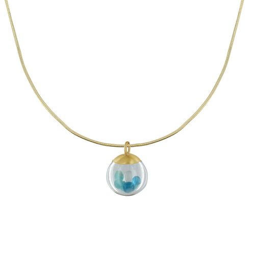 Les Poulettes Bijoux - Collier Laiton Bulle Et Billes Pâte De Verre Cristal