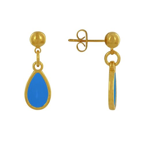 Les Poulettes Bijoux - Boucles D'oreilles Clous Métal Doré Petite Goutte Coloré Translucide