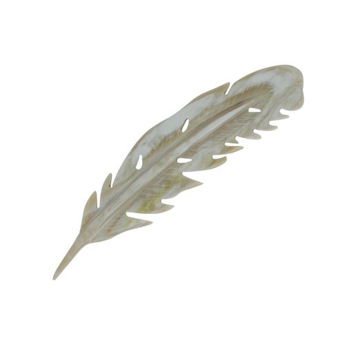 Les Poulettes Bijoux - Broche Plume En Corne Naturel Modèle 1