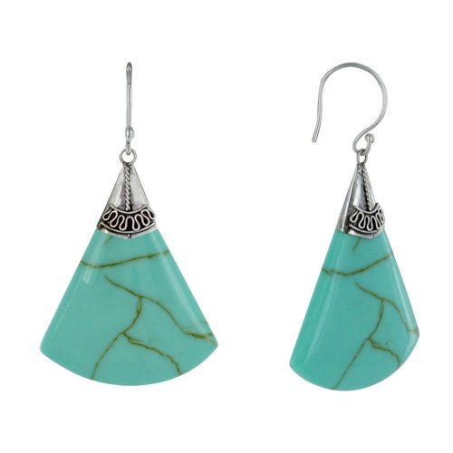 Les Poulettes Bijoux - Boucles D'oreilles Argent Éventail Couleur Turquoise