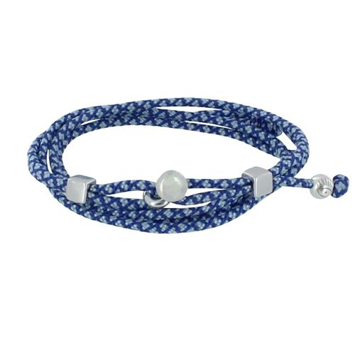 Les Poulettes Bijoux - Bracelet Homme Métal Argenté Cubes Fermoir Bouton Et Lien En Paracorde
