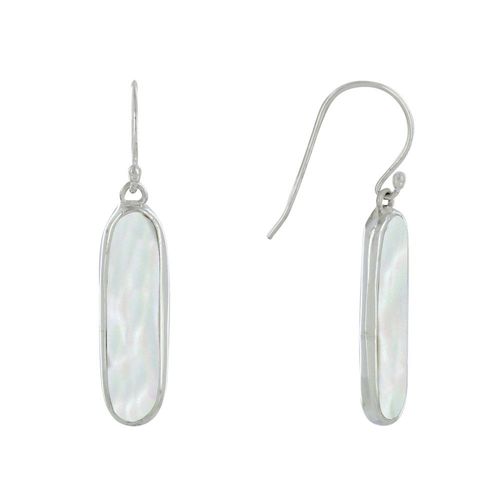 Les Poulettes Bijoux - Boucles D'oreilles Argent Rectangle Ovale De Nacre