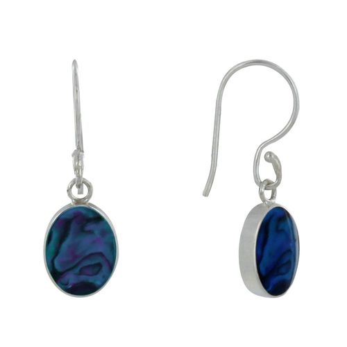 Les Poulettes Bijoux - Boucles D'oreilles Argent Réversible Médaillon Ovale Nacre Ivoire Et Abalone Bleu