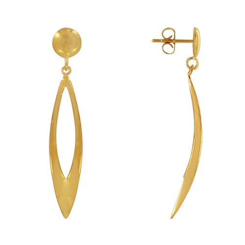 Les Poulettes Bijoux - Boucles D'oreilles Laiton Doré Feuille Ajourée Pliée