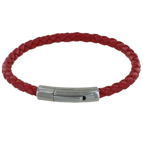 Les Poulettes Bijoux - Bracelet Homme Cuir Simple Tréssé Rond 19cm