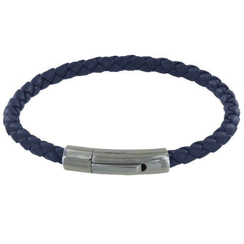 Les Poulettes Bijoux - Bracelet Homme Cuir Simple Tréssé Rond 19cm