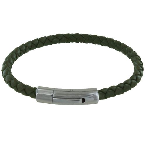 Les Poulettes Bijoux - Bracelet Homme Cuir Simple Tréssé Rond 19cm
